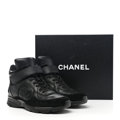 Chanel Suede Calfskin High Top CC Sneakers 37 Black 9 of 10