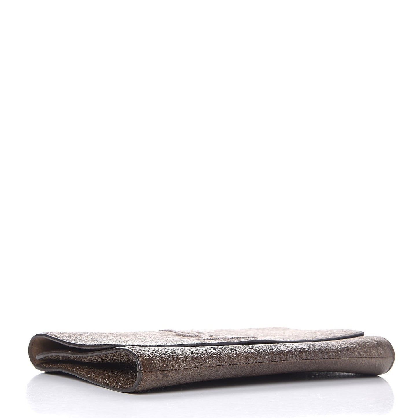 Metallic Crackled Calfskin Large Belle De Jour Clutch Bronze