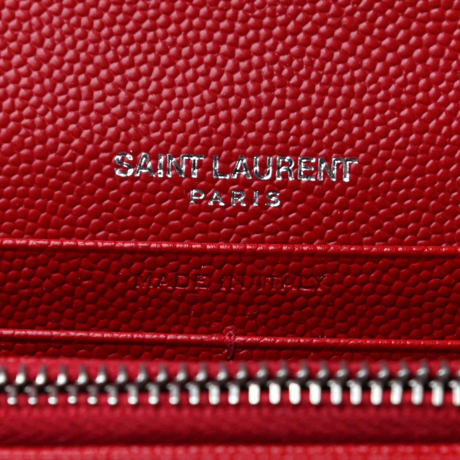 Saint Laurent Grain De Poudre Matelasse Chevron Monogram Flap Wallet Red 6 of 7