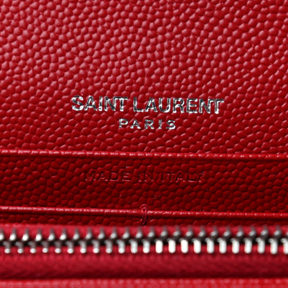 Saint Laurent Grain De Poudre Matelasse Chevron Monogram Flap Wallet Red 6 of 7