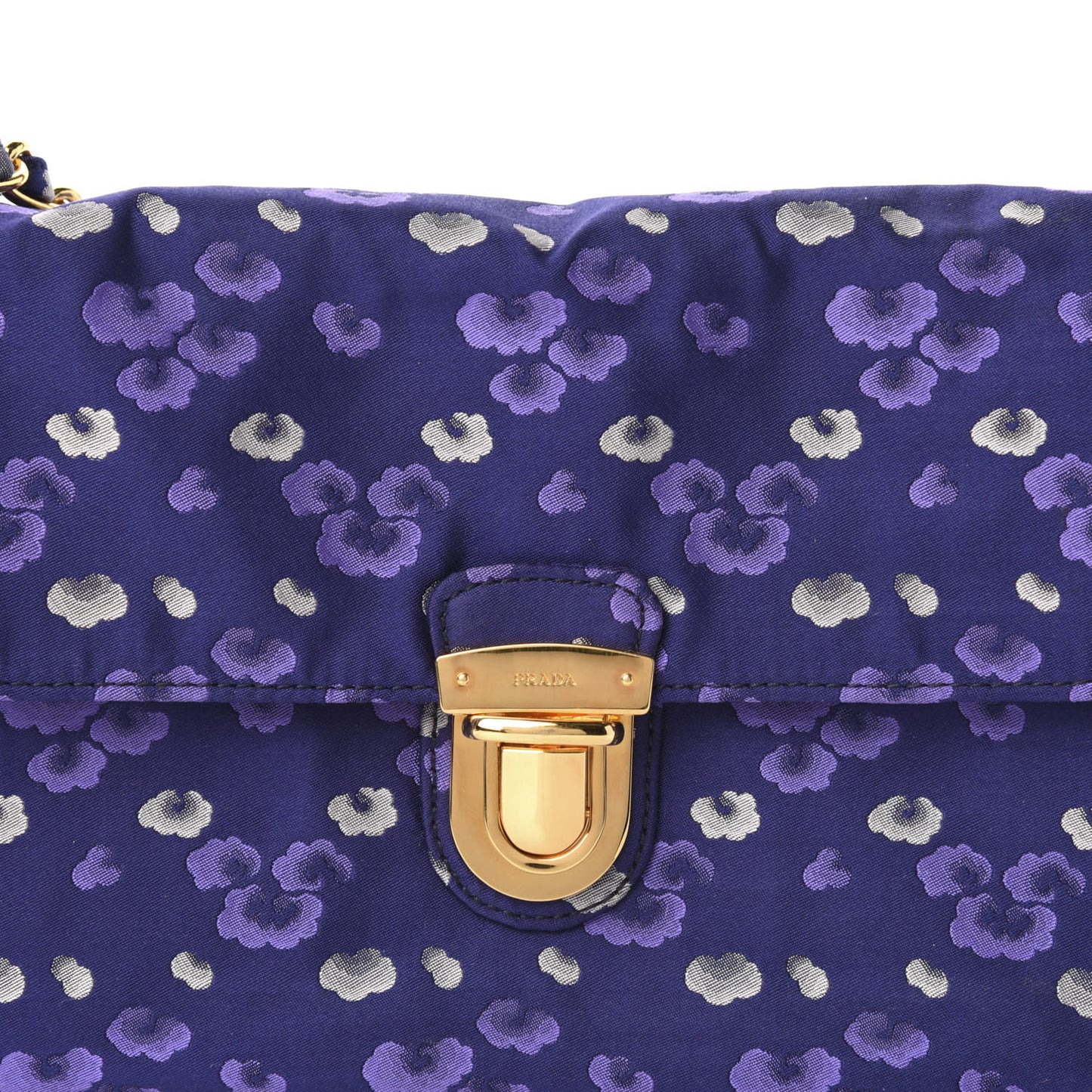 Tessuto Nylon Jacquard Floral Print Shoulder Bag Blue