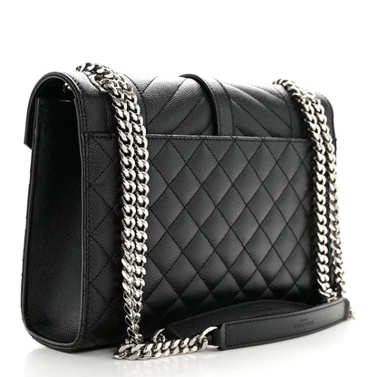 Saint Laurent Grain De Poudre Textured Mixed Matelasse Triquilt Medium Monogram Satchel Black 3 of 11