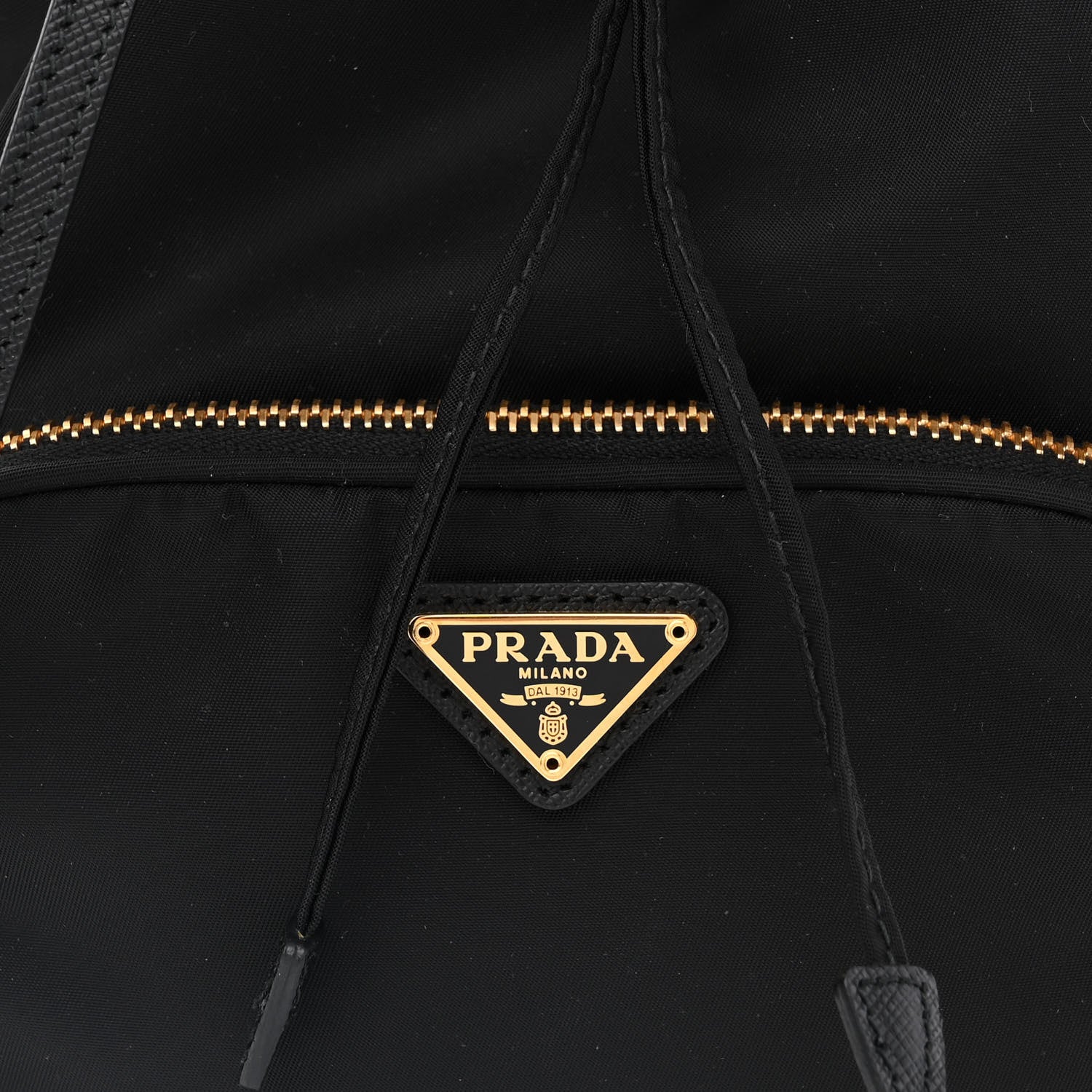 Prada Saffiano Tessuto Nylon Mini Bucket Crossbody Bag Black 9 of 12