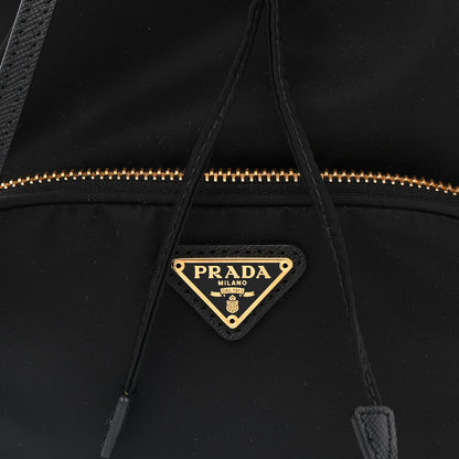 Prada Saffiano Tessuto Nylon Mini Bucket Crossbody Bag Black 9 of 12