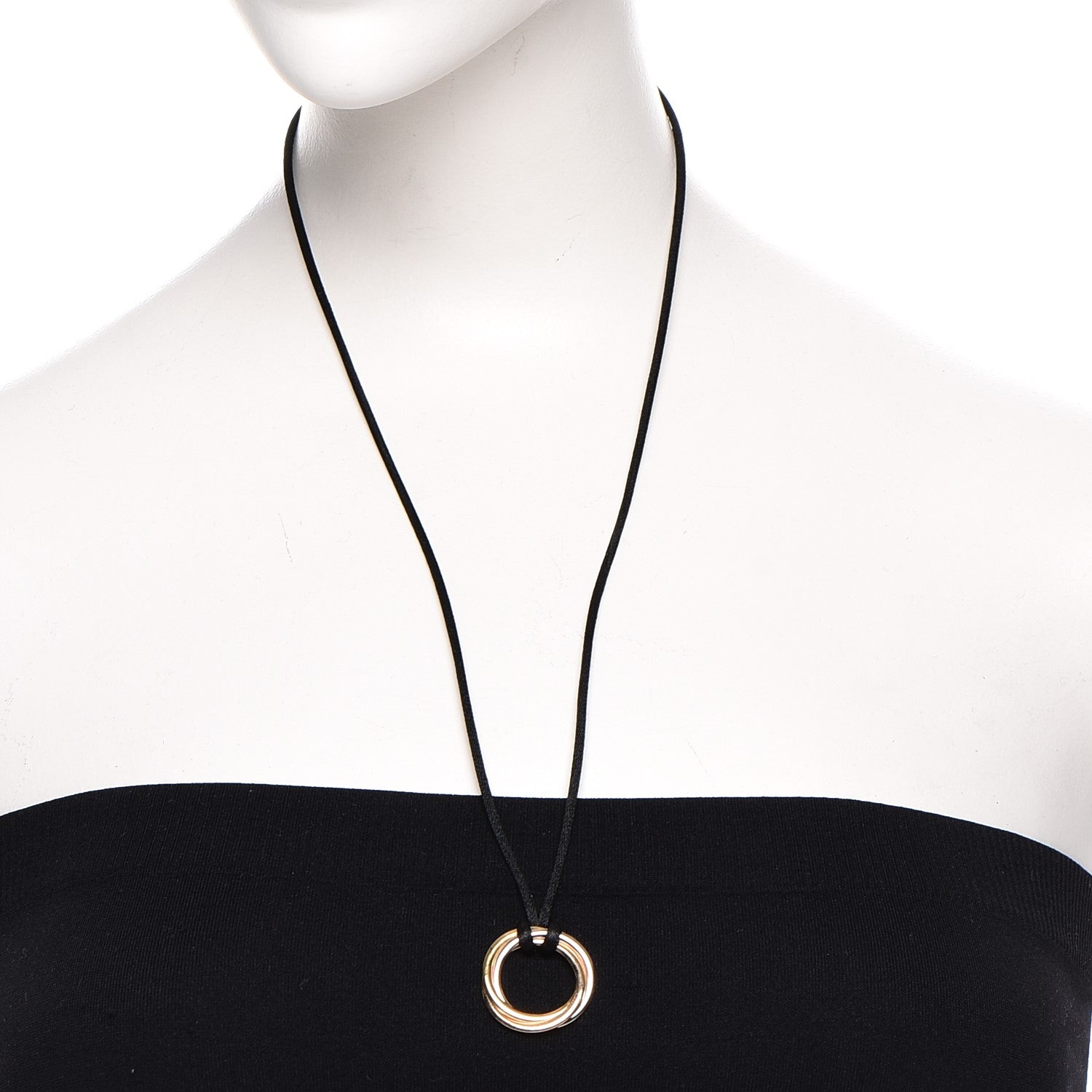 Cartier 18K Pink Yellow White Gold Trinity Cord Necklace 2 of 9