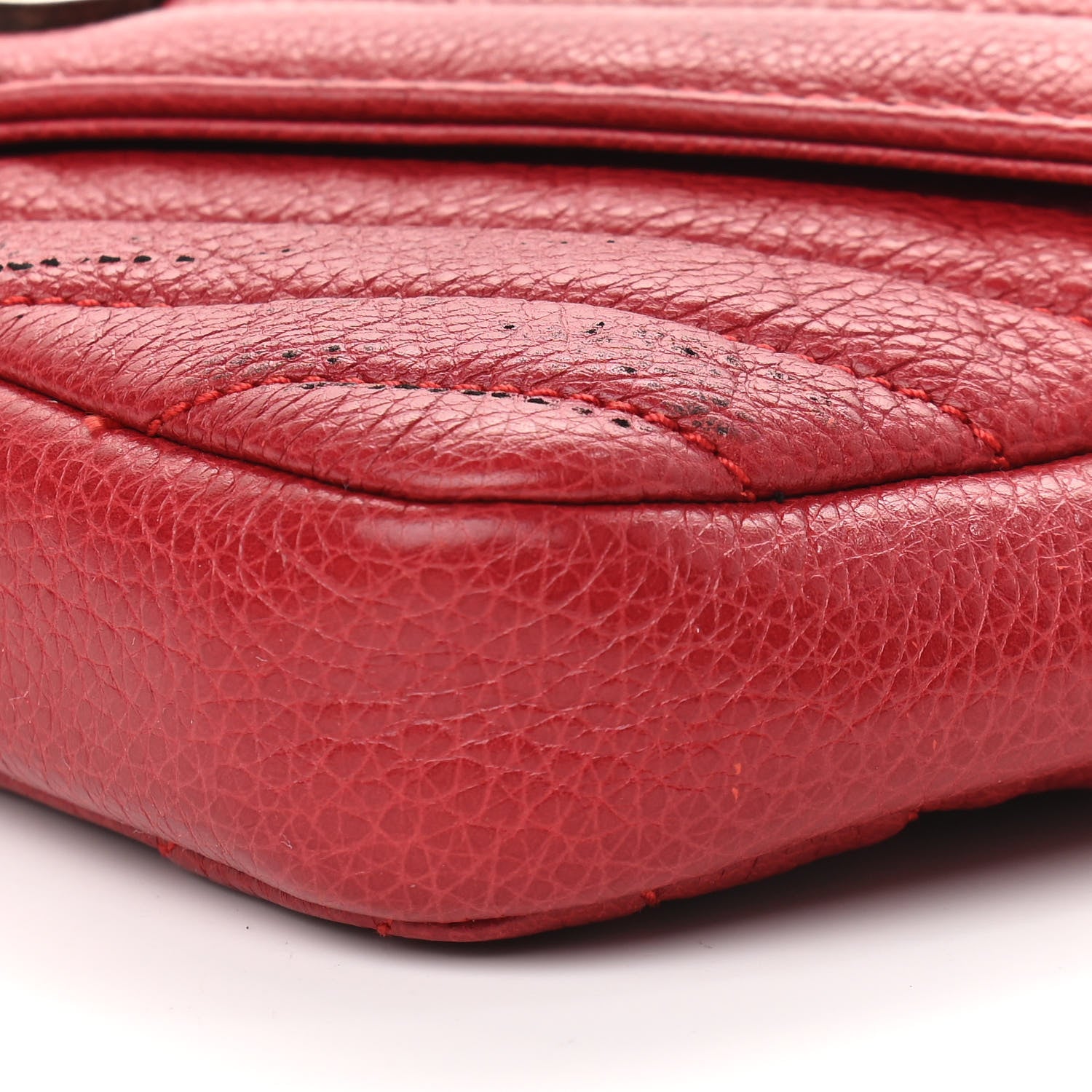 Saint Laurent Sheepskin Matelasse Chevron Monogram College Chain Wallet New Red 7 of 8