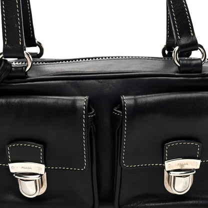 Prada Vitello Heavy Push Lock Pocket Shoulder Bag Black 7 of 9