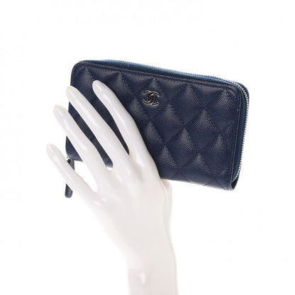 Chanel Caviar Quilted Small Zip Around Wallet Navy 2 of 10
