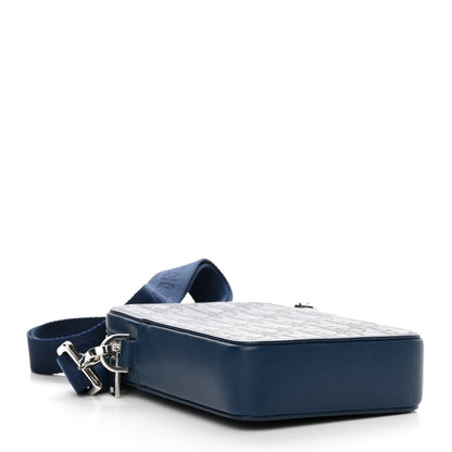 Christian Dior Calfskin Oblique Galaxy Perforated World Tour Messenger Pouch Blue White 4 of 11