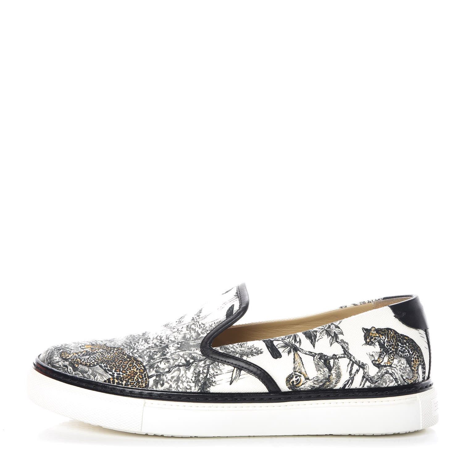 Hermes Cotton Canvas Printed Equateur Kick Slip On Sneakers 37.5 White 1 of 12
