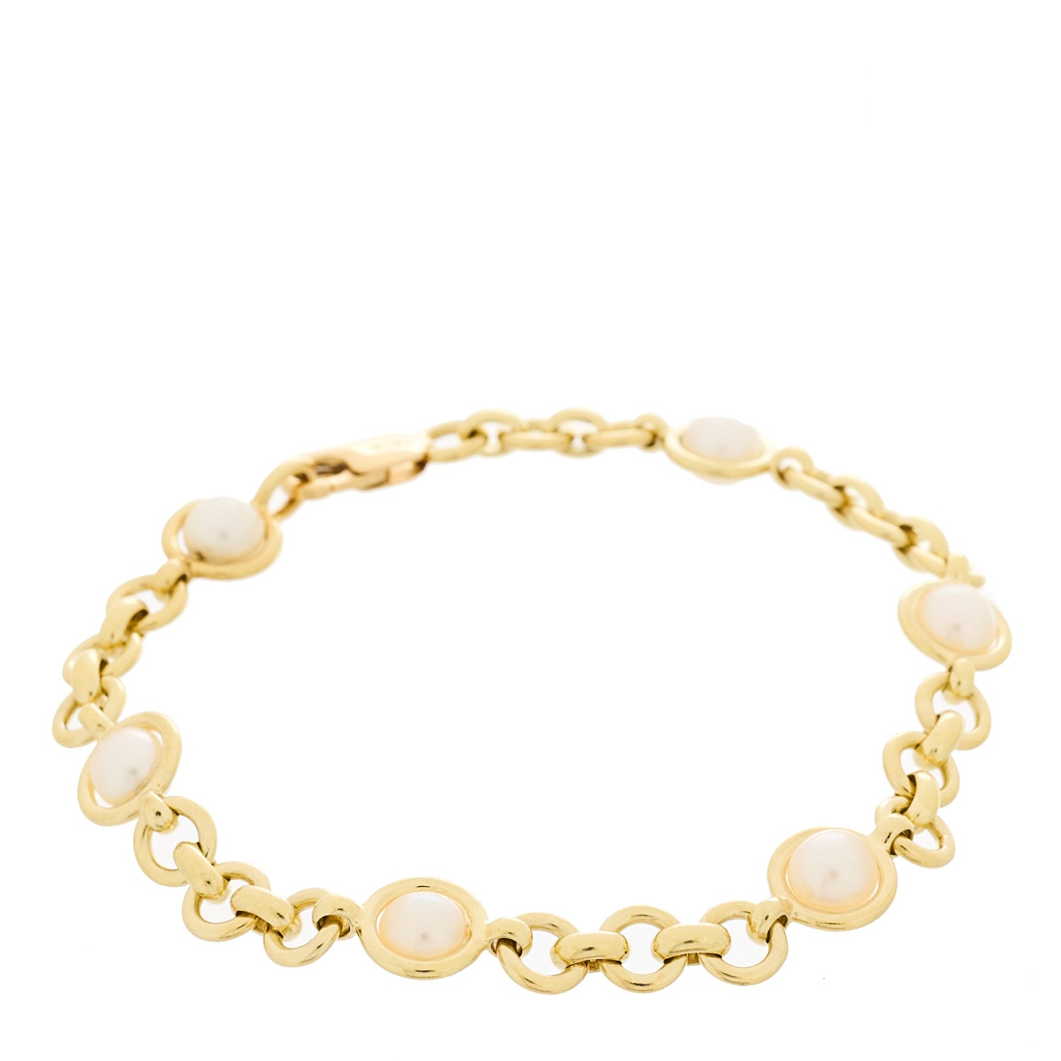 Tiffany 18K Yellow Gold Cultured Pearl Link Bracelet 1 of 4
