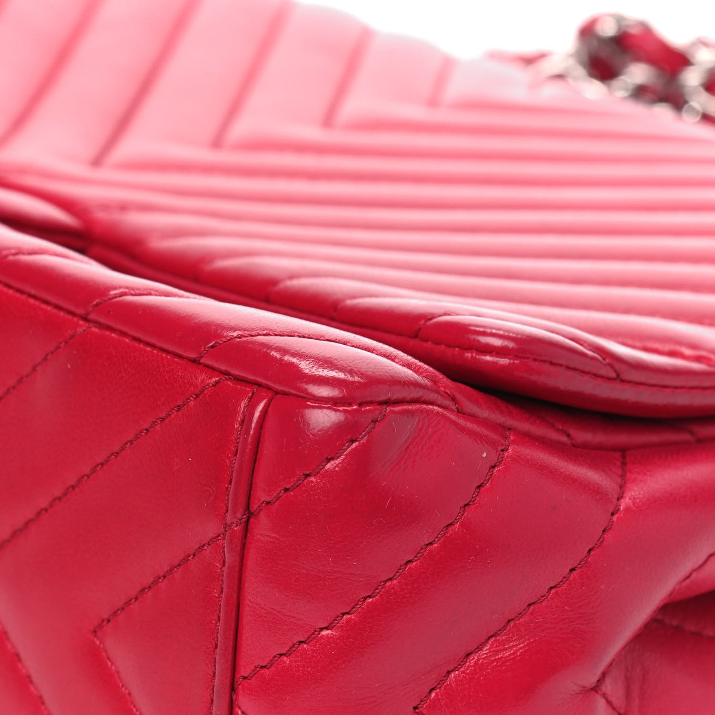 Lambskin Chevron Quilted Maxi Single Flap Dark Pink