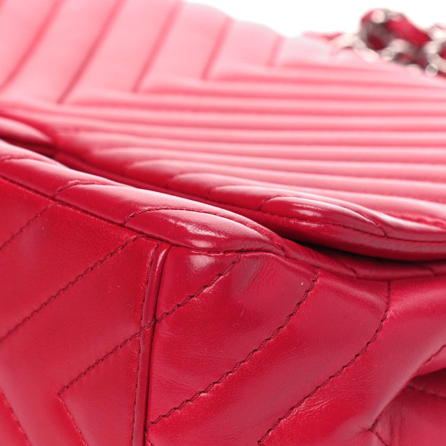 Chanel Lambskin Chevron Quilted Maxi Single Flap Dark Pink 7 of 9