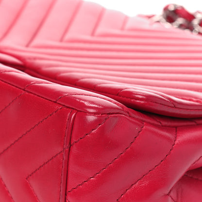 Chanel Lambskin Chevron Quilted Maxi Single Flap Dark Pink 7 of 9