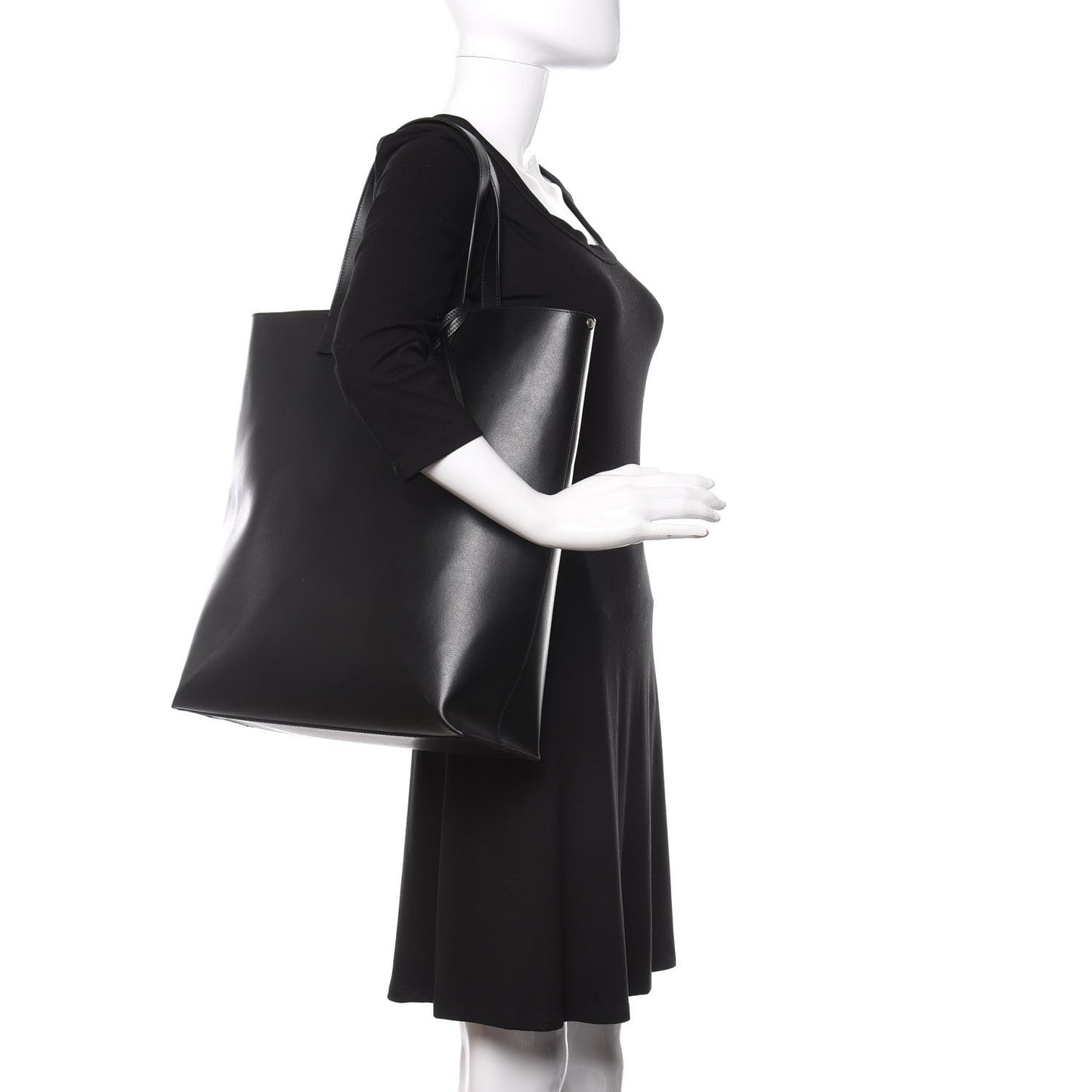 Calfskin Medium Shopping Tote Black