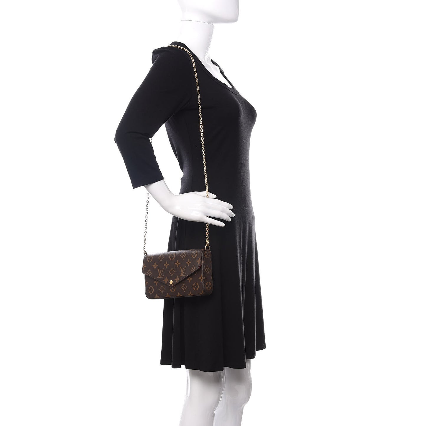 Monogram Pochette Felicie Chain Wallet Fuchsia