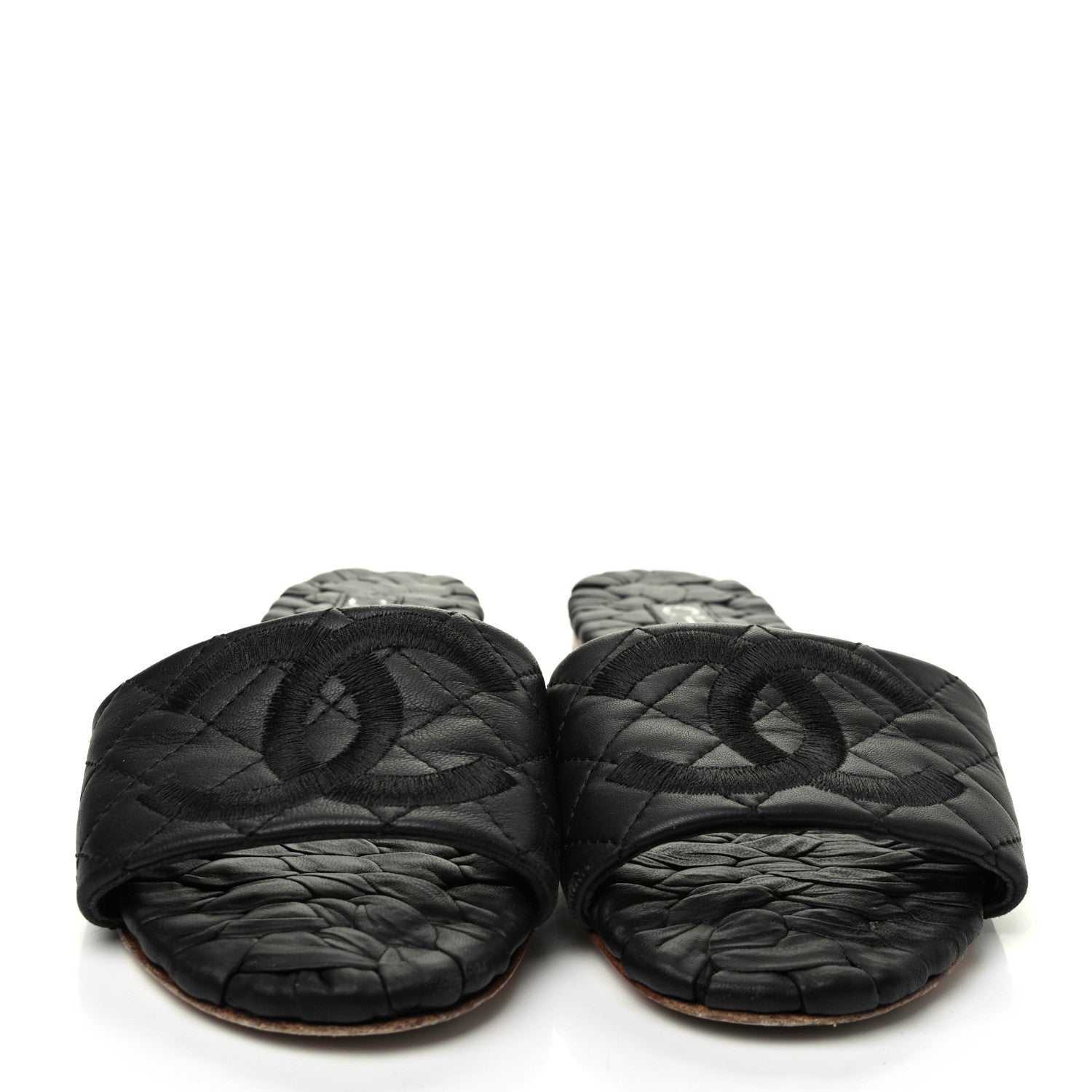 Chanel Lambskin Quilted Embroidered CC Mules Sandals 36 Black 2 of 15