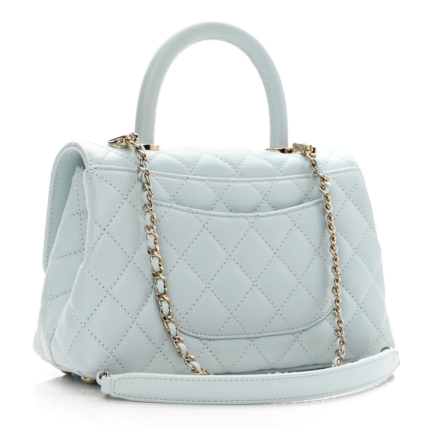 Caviar Quilted Mini Coco Handle Flap Light Blue