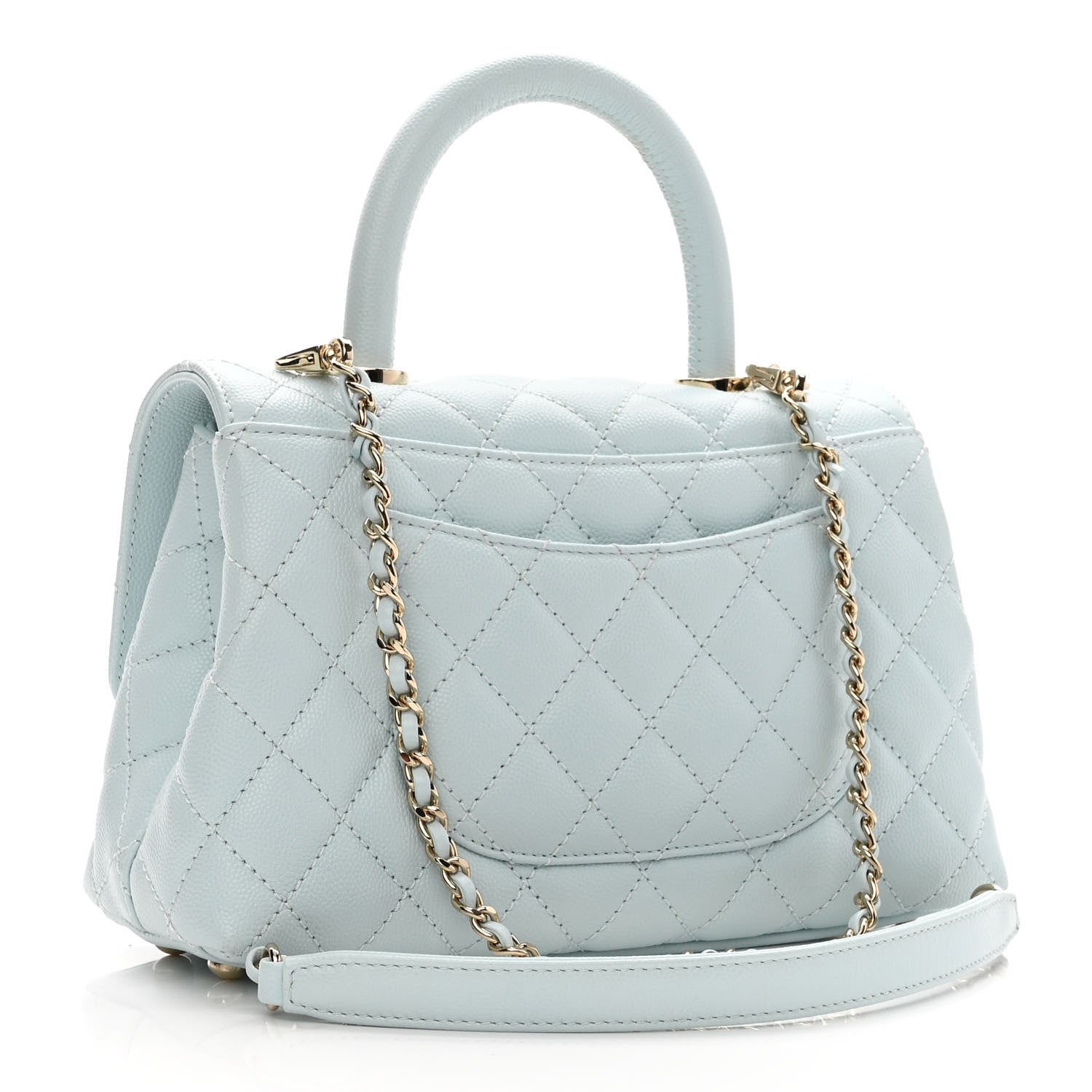 Chanel Caviar Quilted Mini Coco Handle Flap Light Blue 3 of 11