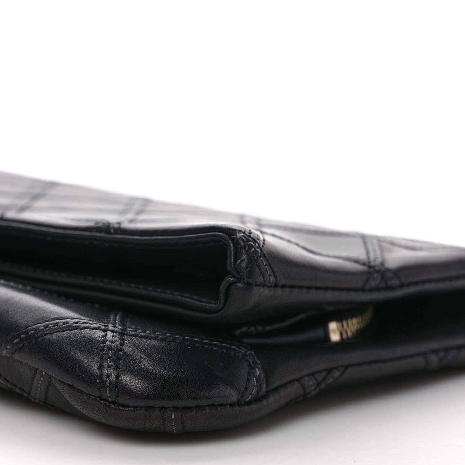 Chanel Lambskin Quilted Fold Over Clutch Black 9 of 10