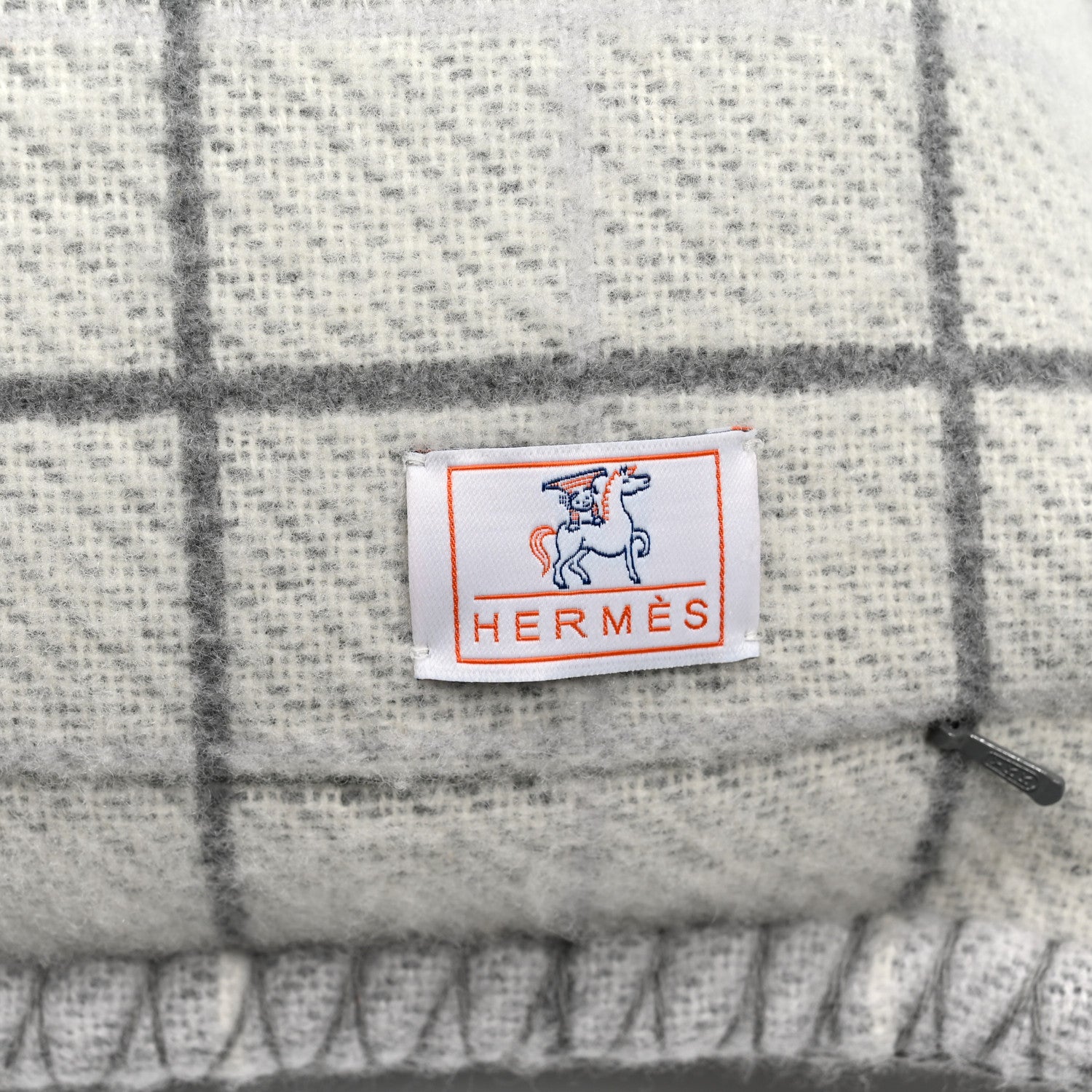Hermes Wool Cashmere Avalon Cabriole Pillow Gris Perle 3 of 4