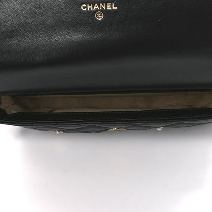 Chanel Lambskin Quilted Charm Flap Phone Holder With Chain Black 5 of 14