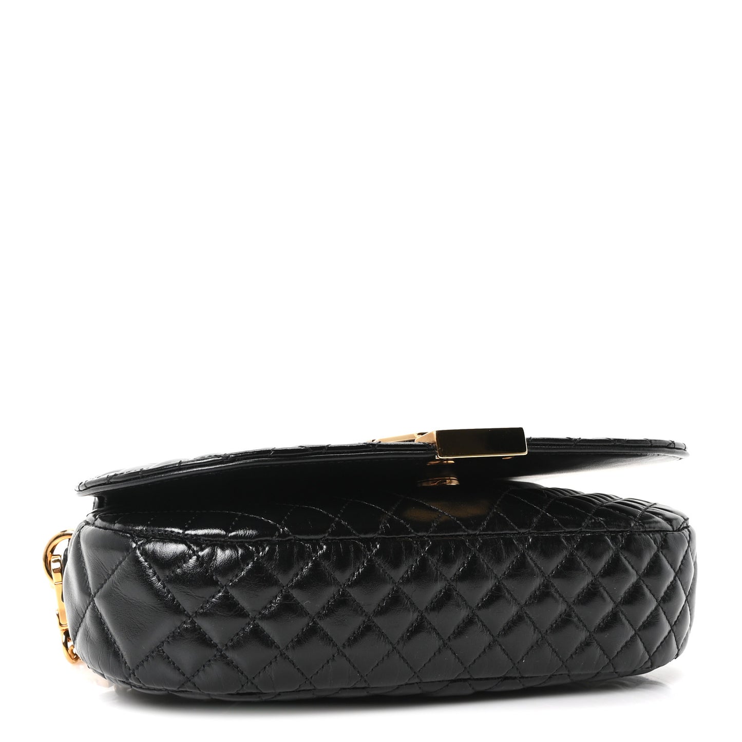 Calfskin Quilted Greca Goddess Shoulder Bag Black