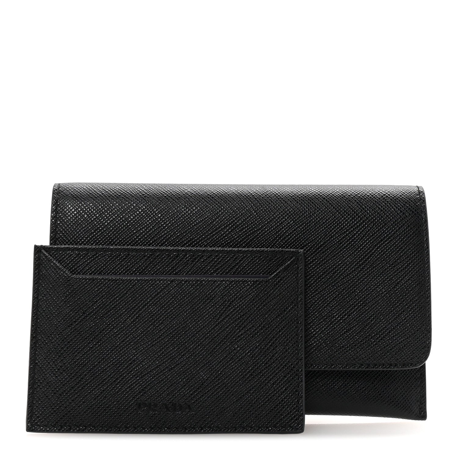 Prada Saffiano Metal Flap Wallet Black 3 of 8