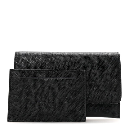 Prada Saffiano Metal Flap Wallet Black 3 of 8