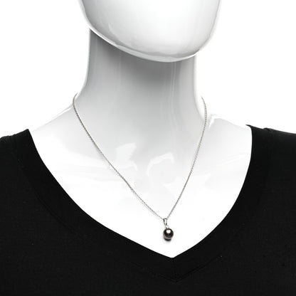 Mikimoto 18K White Gold Diamond Black South Sea Pearl 9mm Pendant Necklace 2 of 4