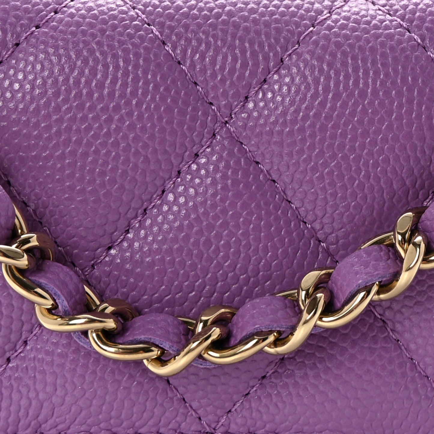 Caviar Quilted Mini Chain Bag Purple