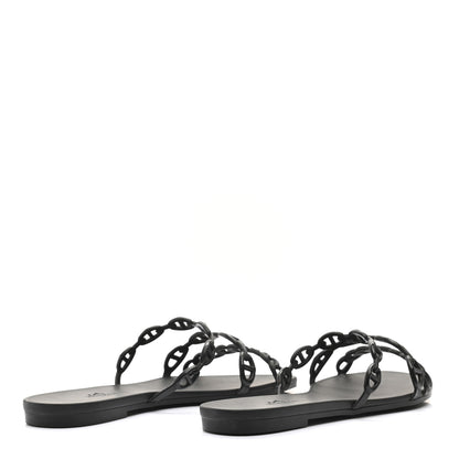 Hermes Rubber Chaine d'Ancre Rivage Sandals 38 Black 4 of 8