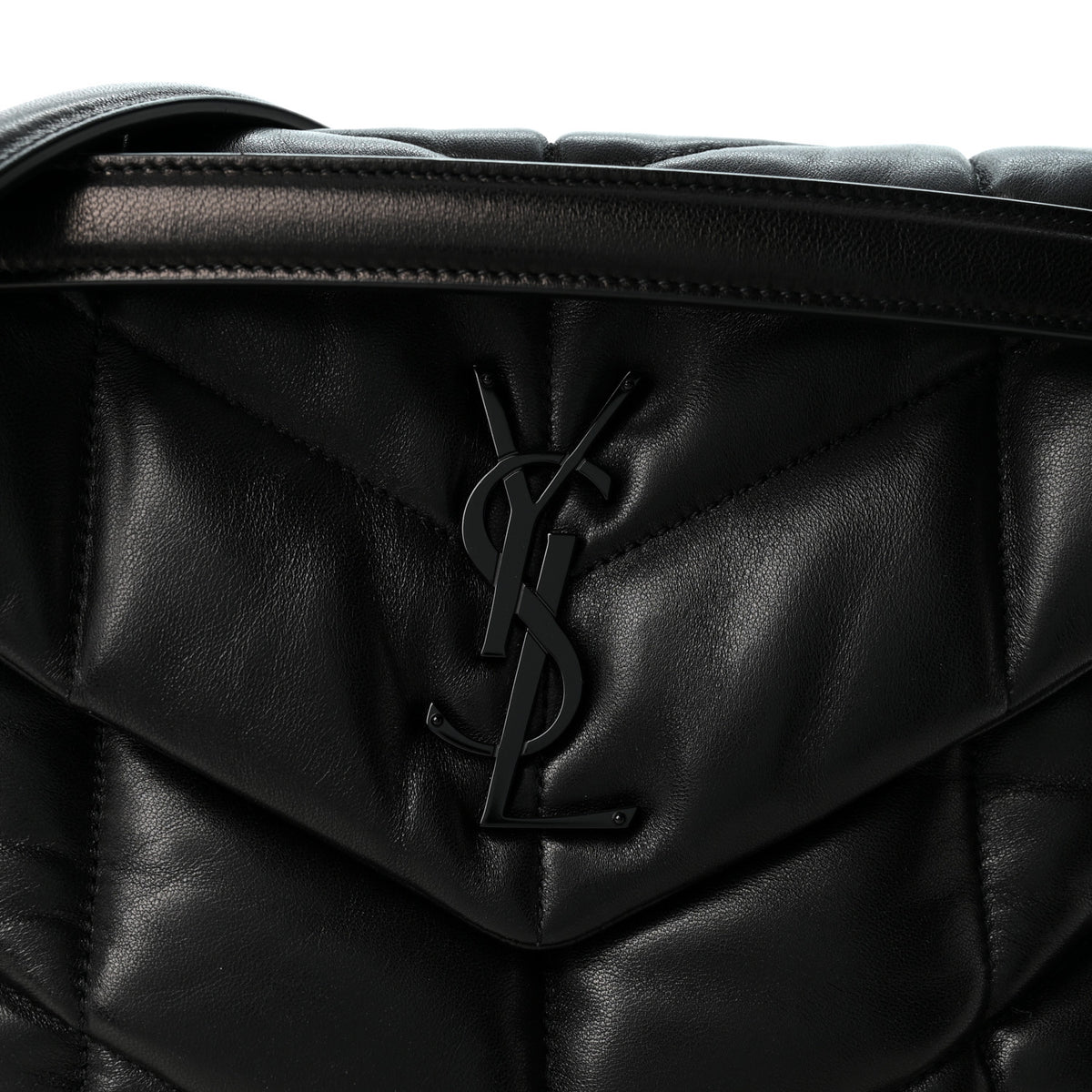 Saint Laurent Lambskin Quilted Monogram Monochrome Small Loulou Puffer Chain Satchel Black 7 of 9
