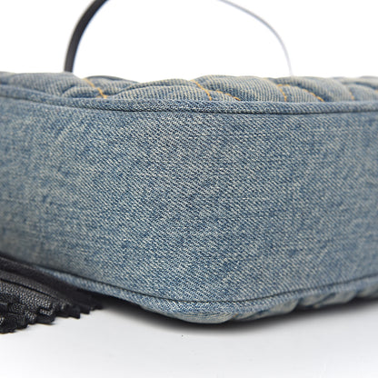 Saint Laurent Denim Matelasse Quilted Summer Embroidered Classic Monogram Camera Bag Blue 8 of 11