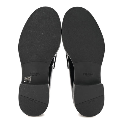 Prada Spazzolato Metal Triangle Logo Mens 35mm Loafers 9.5 Black 6 of 10