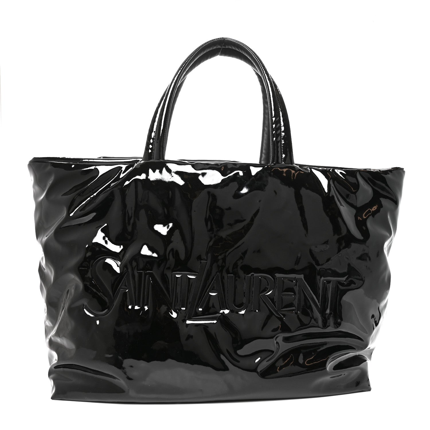Saint Laurent Patent Wide Puffer Maxi Tote Black 1 of 9