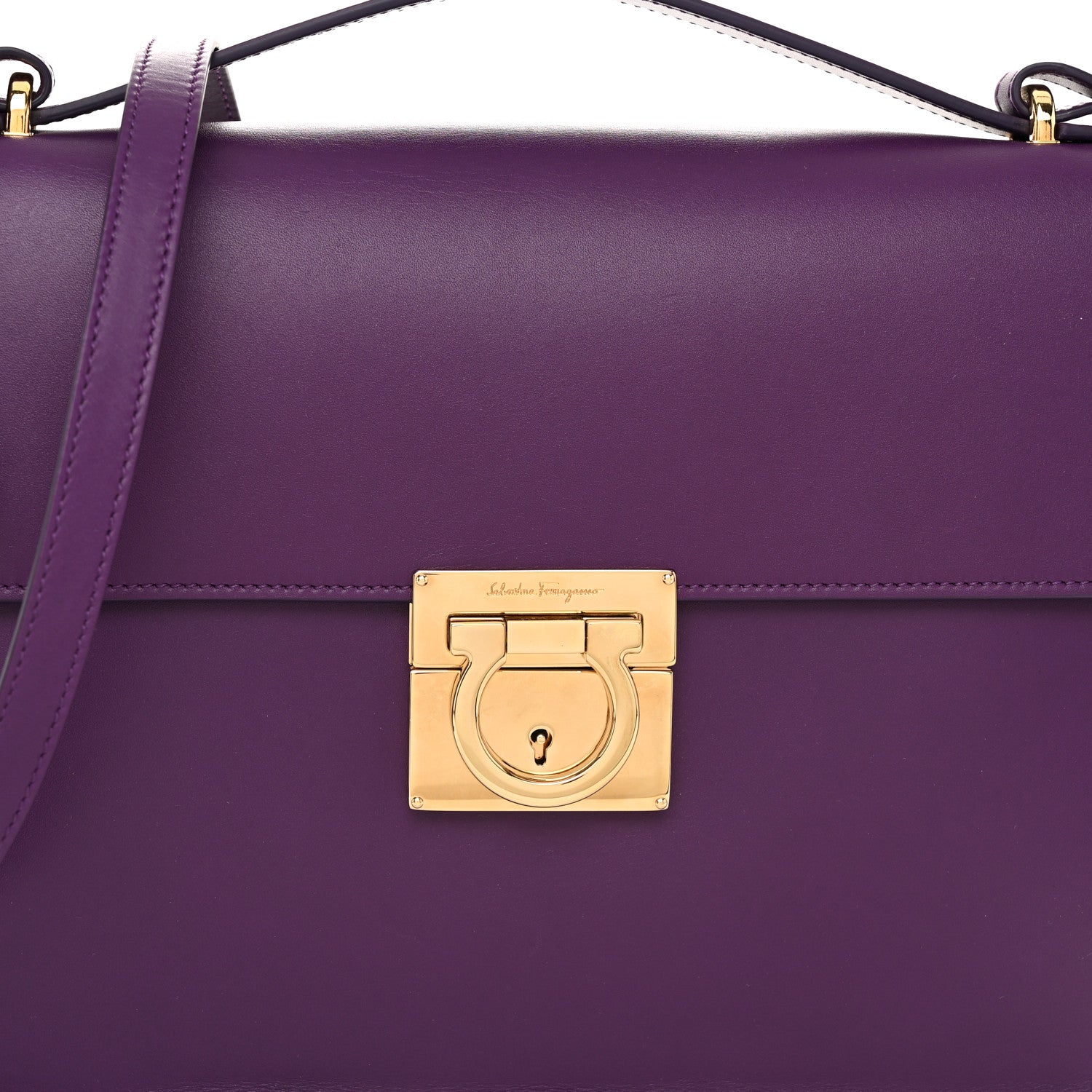 Salvatore Ferragamo Calfskin Gancio Lock Marisol Top Handle Satchel Mora Rosso 7 of 11