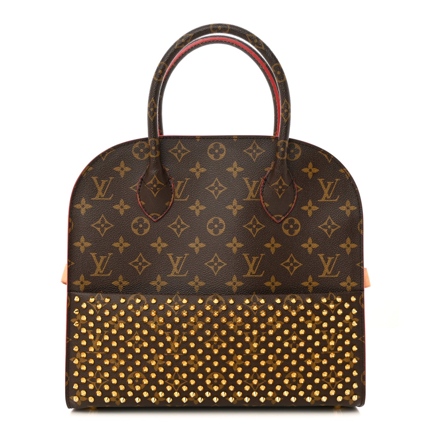 Monogram Calf Hair Spikes Iconoclasts Christian Louboutin Tote Red