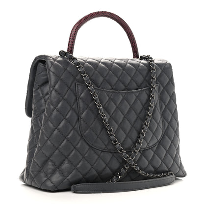 Chanel Caviar Lizard Quilted Large Coco Handle Flap Grey 3 of 9