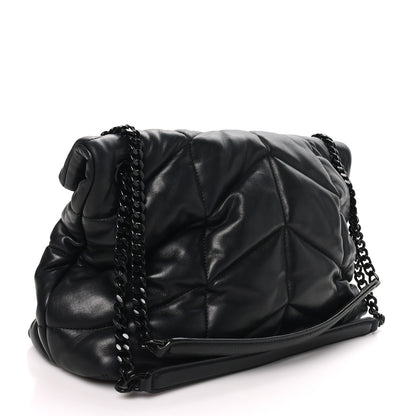 Saint Laurent Lambskin Quilted Monogram Monochrome Medium Loulou Puffer Chain Satchel Black 3 of 10