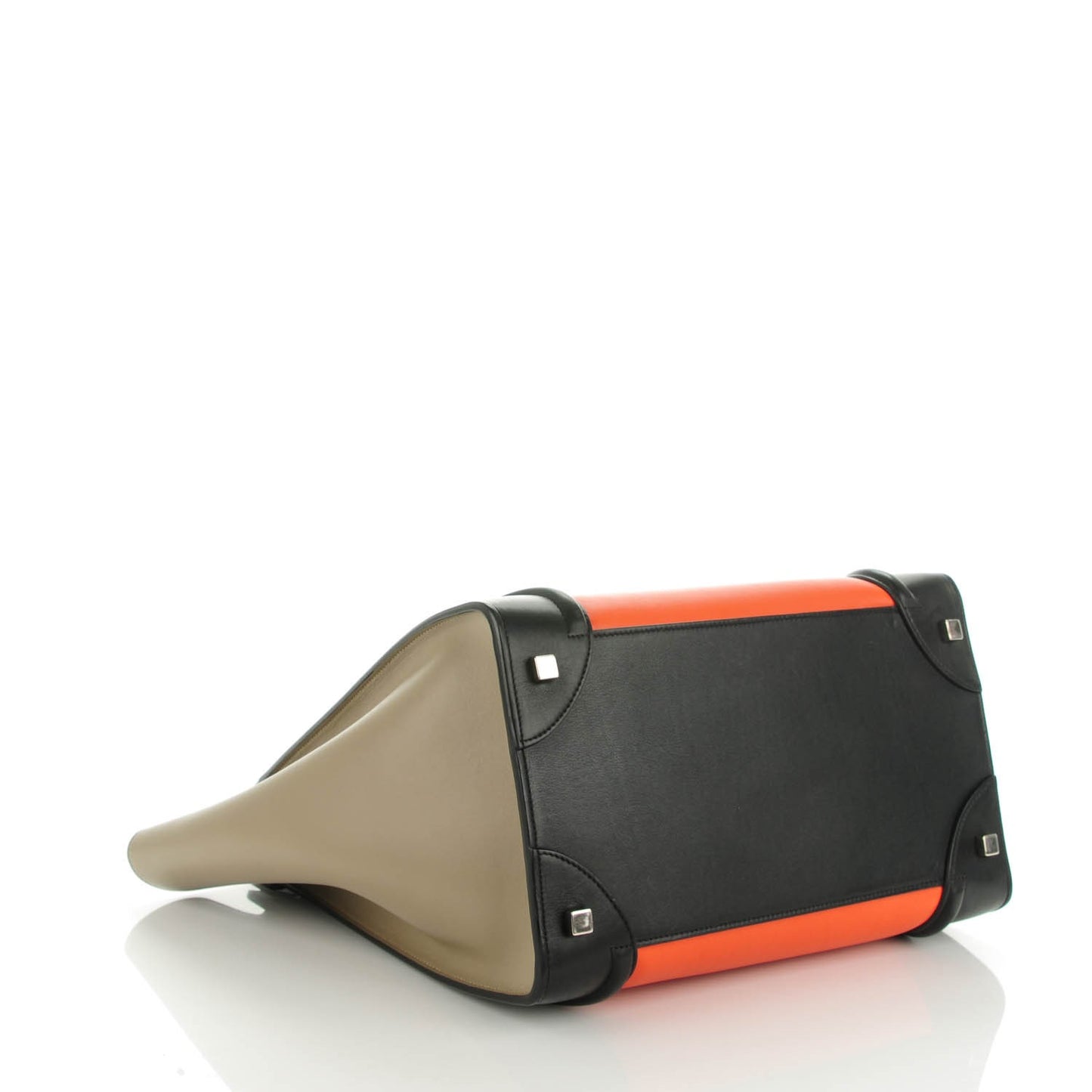 Smooth Calfskin Mini Tri-Color Luggage Bright Orange