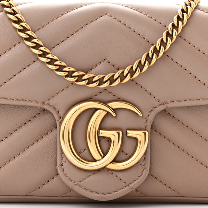 Gucci Calfskin Matelasse Super Mini GG Marmont Shoulder Bag Porcelain Rose 8 of 13