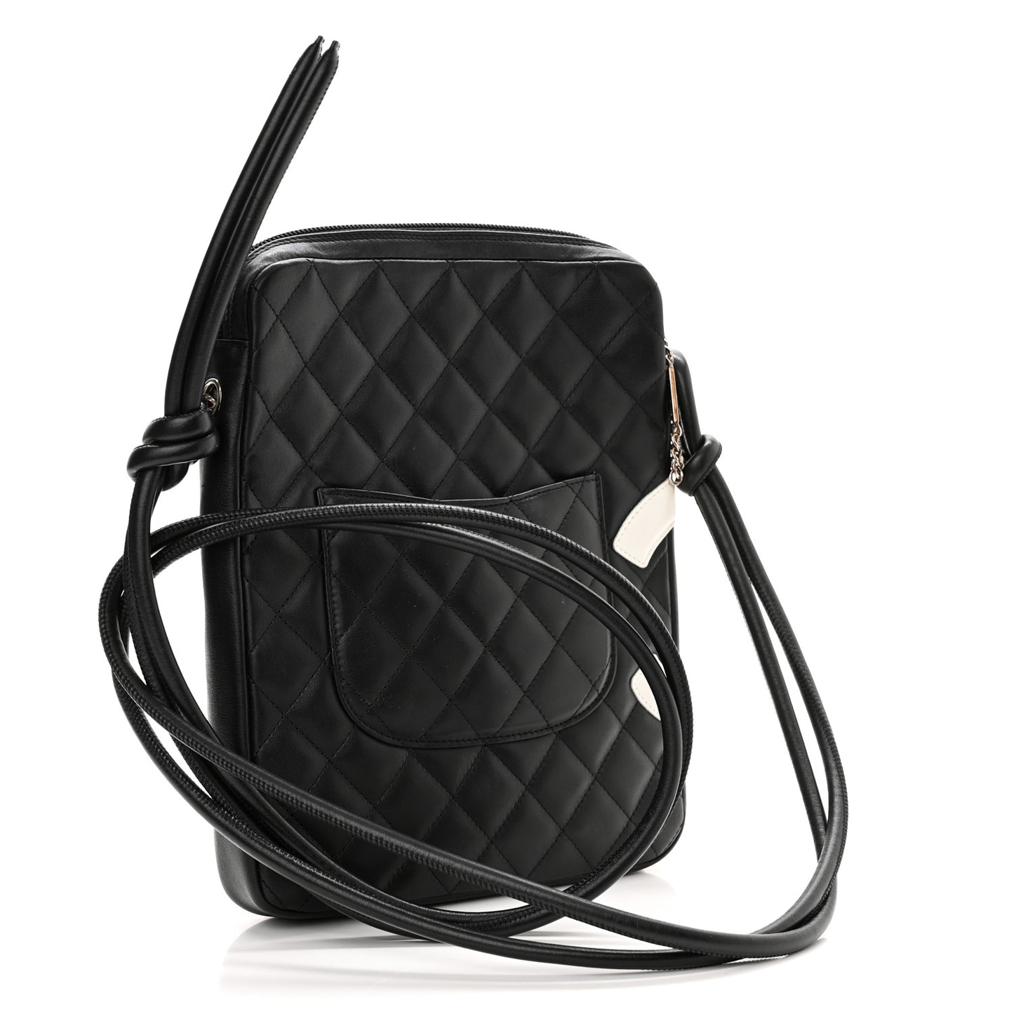 Calfskin Quilted Medium Cambon Messenger Black White