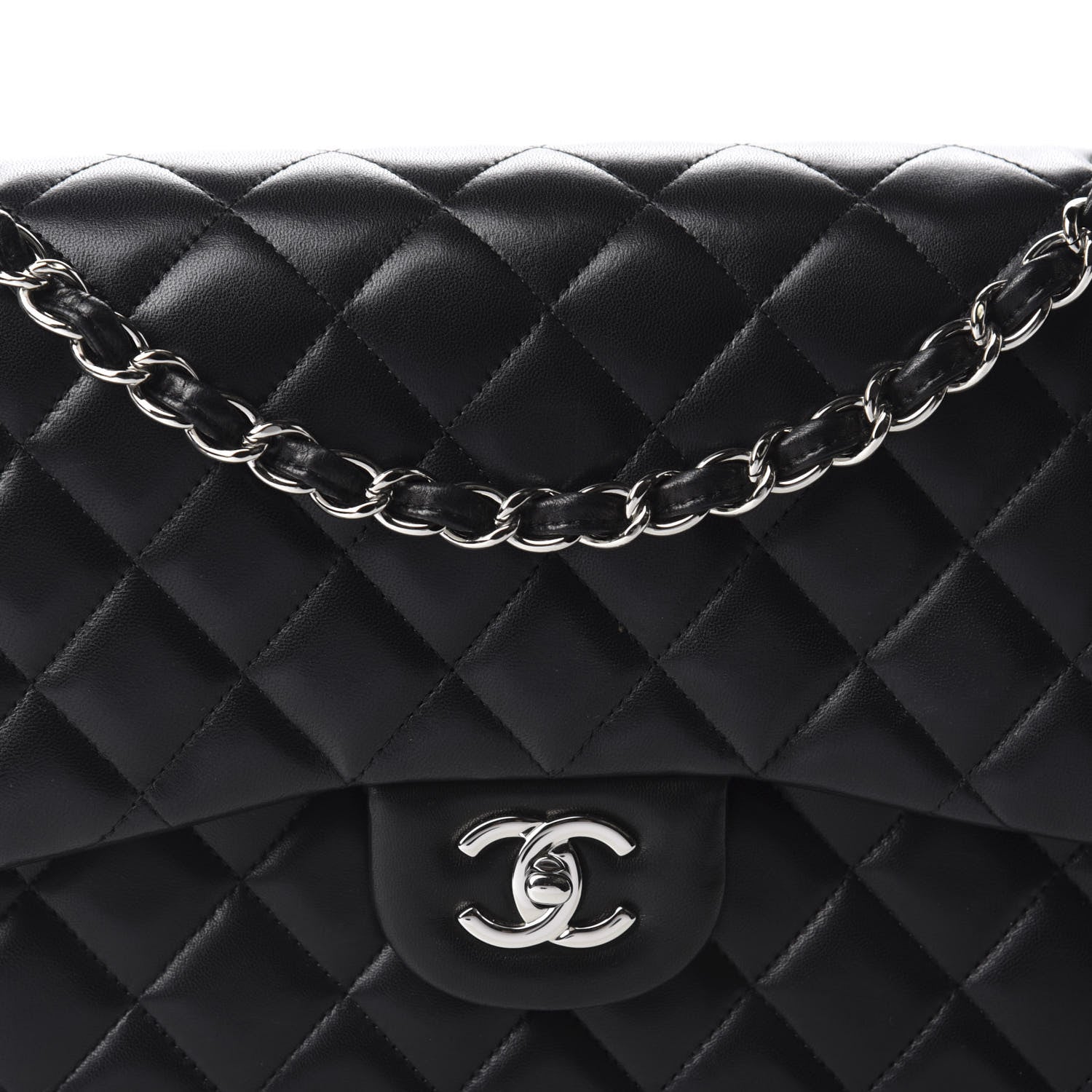 Chanel Lambskin Quilted Jumbo Double Flap Black 10 of 11