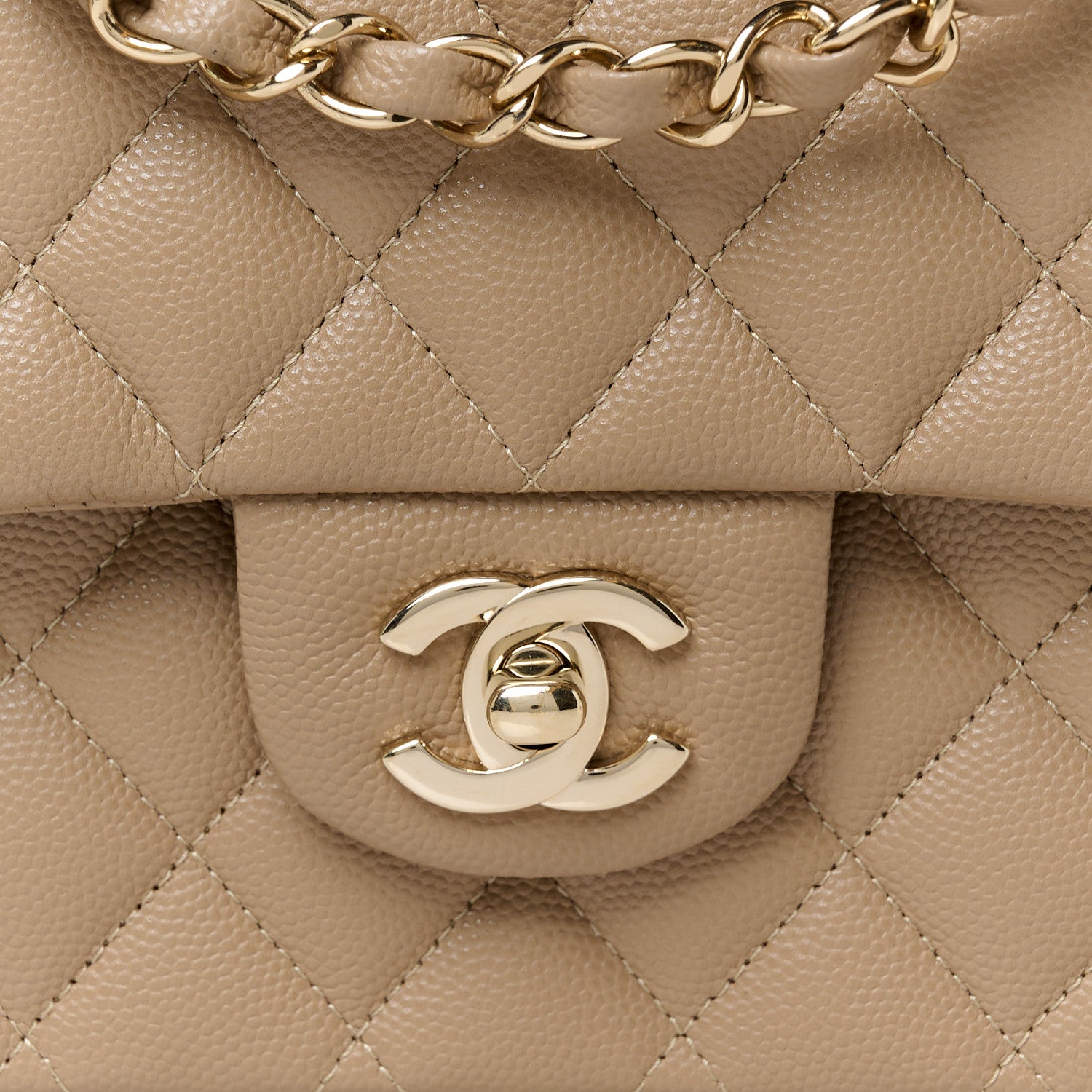 Chanel Caviar Quilted Medium Double Flap Dark Beige 10 of 13