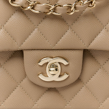 Chanel Caviar Quilted Medium Double Flap Dark Beige 10 of 13