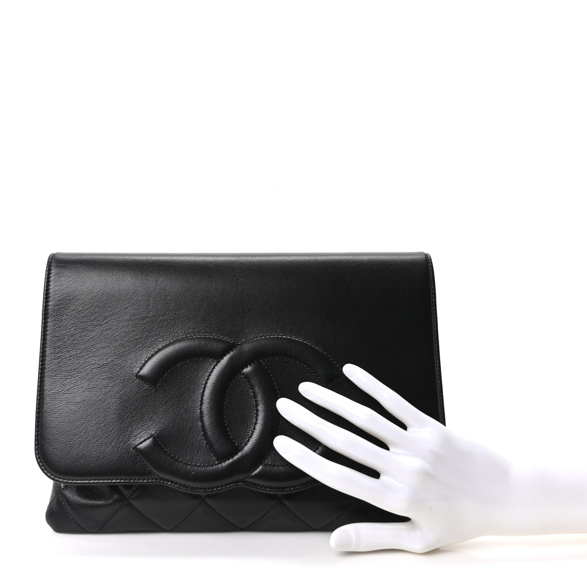 Chanel Goatskin Quilted Timeless CC Clutch Black 2 of 10