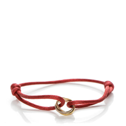 Cartier 18K Pink Yellow White Gold Trinity Cord Bracelet Red 1 of 6