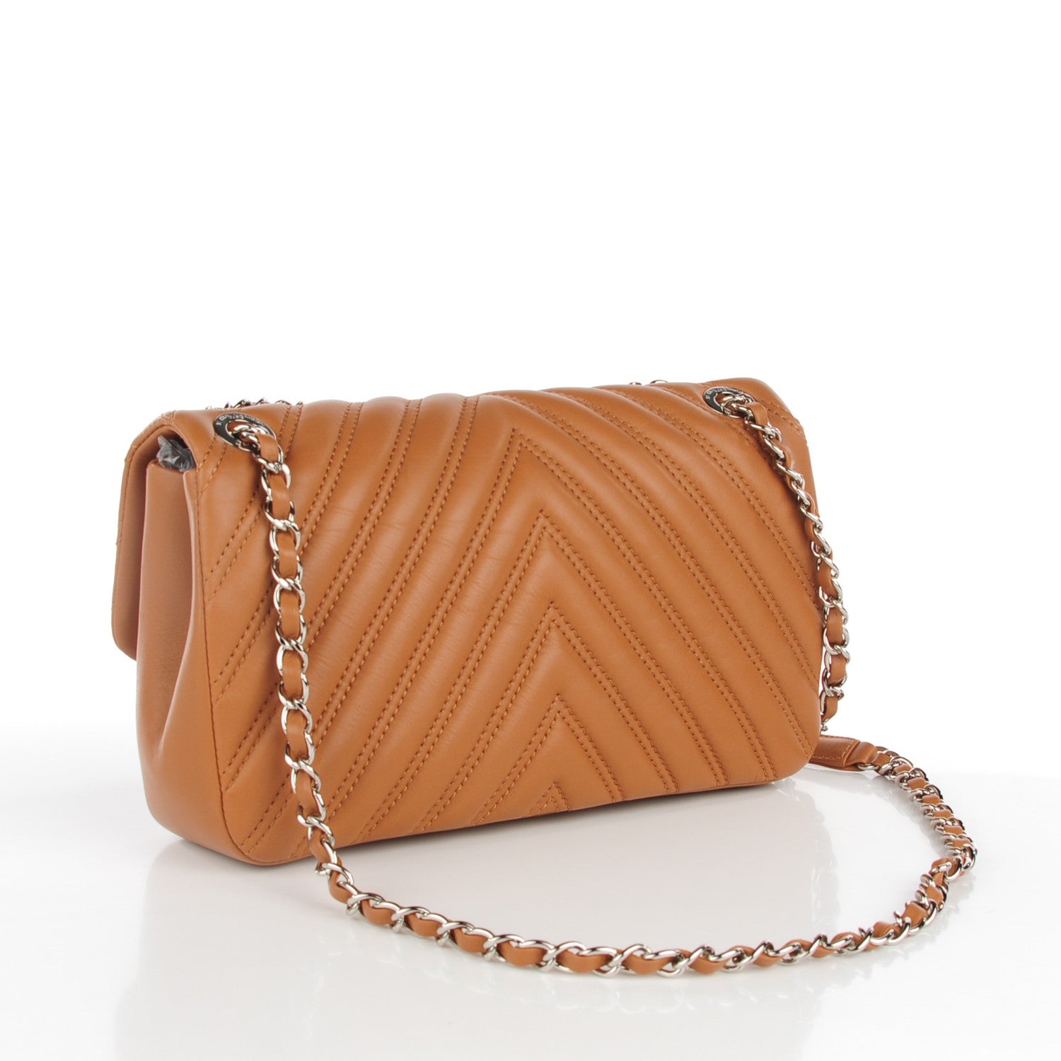 Chanel Lambskin Chevron Medium Single Flap Dark Beige 3 of 8