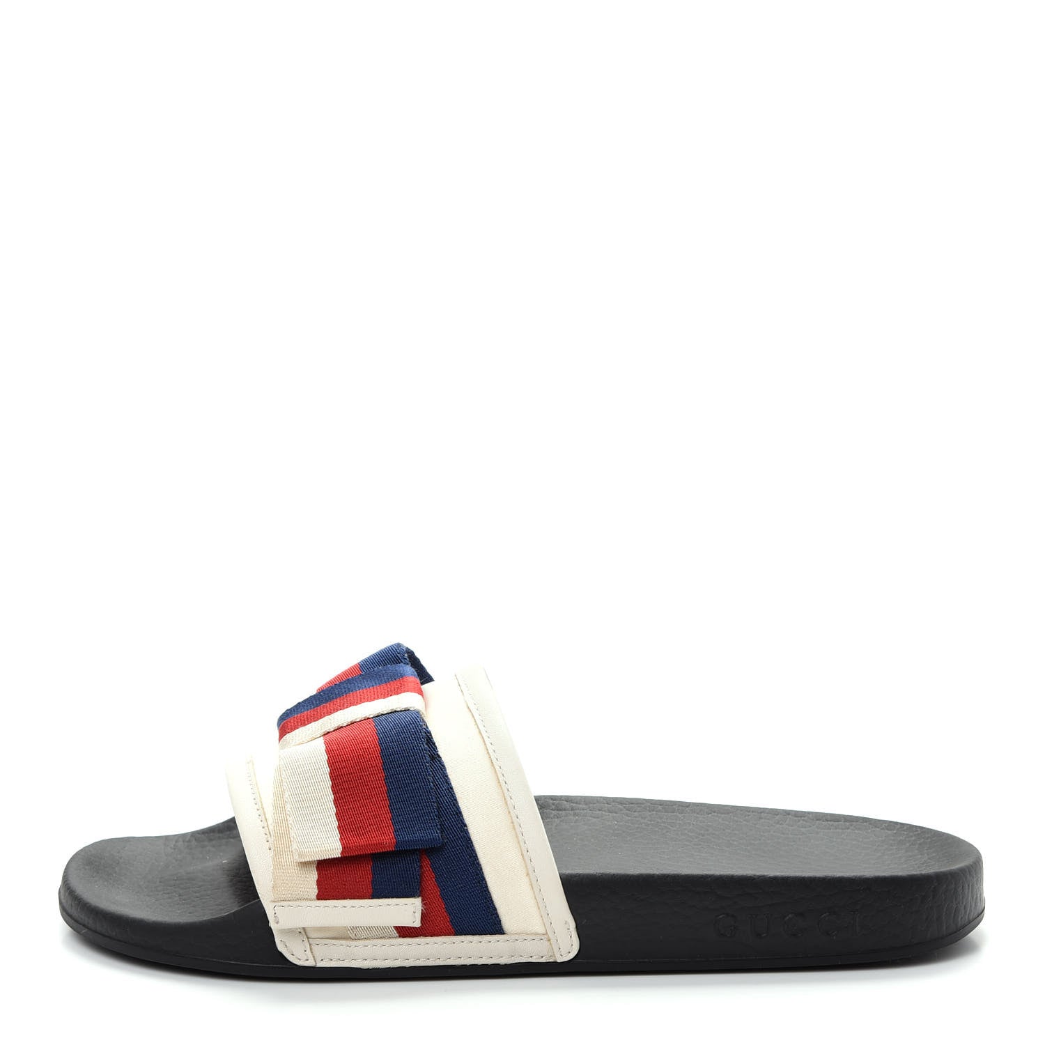 Gucci Satin Web Sylvie Bow Slide Sandals 39 White 1 of 11